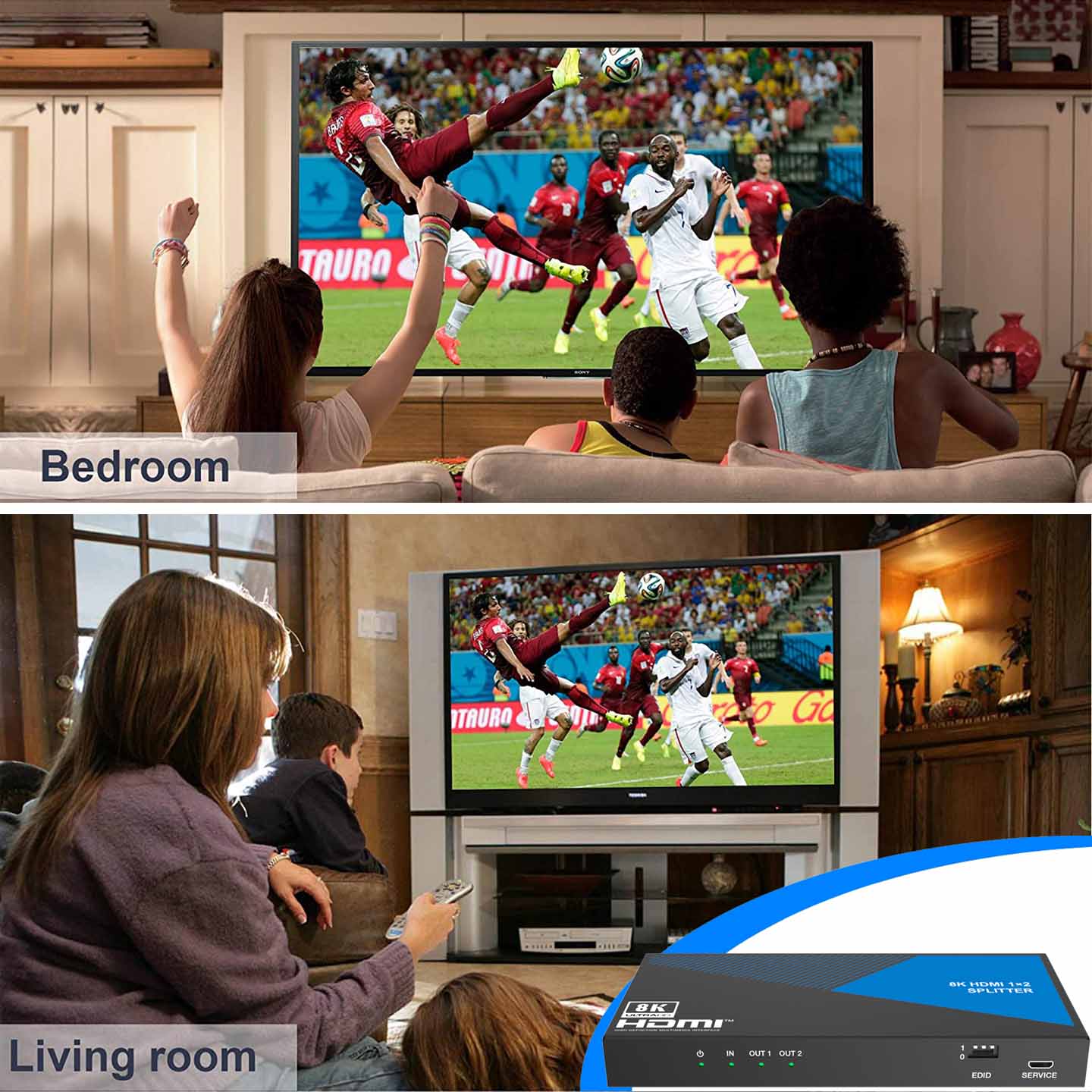 8K HDMI Splitter 1 in 2 out Audio Extractor application