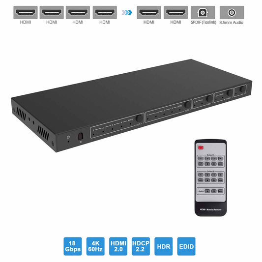 HDMI Matrix Switch 4x2 4K 60Hz Audio Extractor main