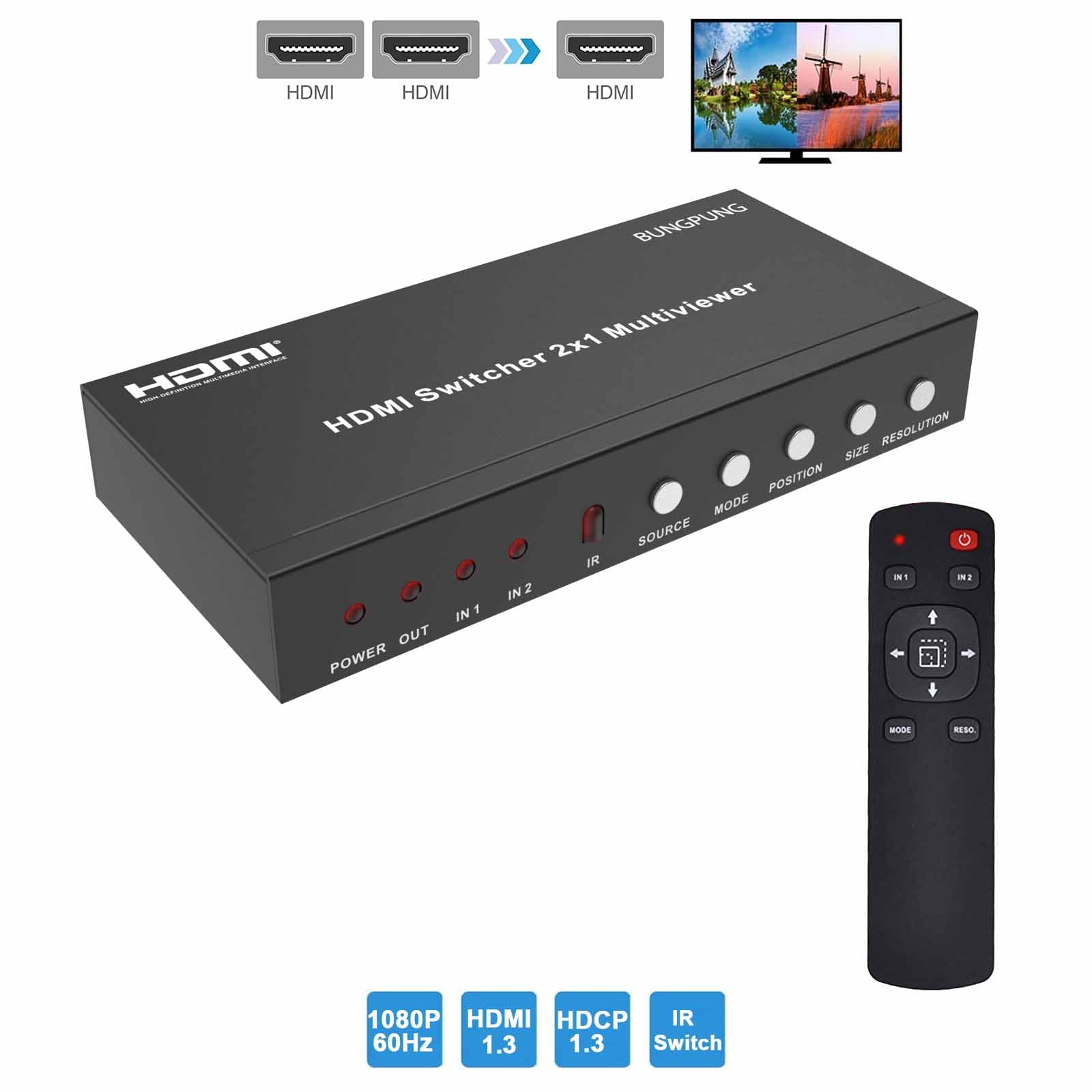 HDMI Multiviewer 2x1 1080P 60Hz main