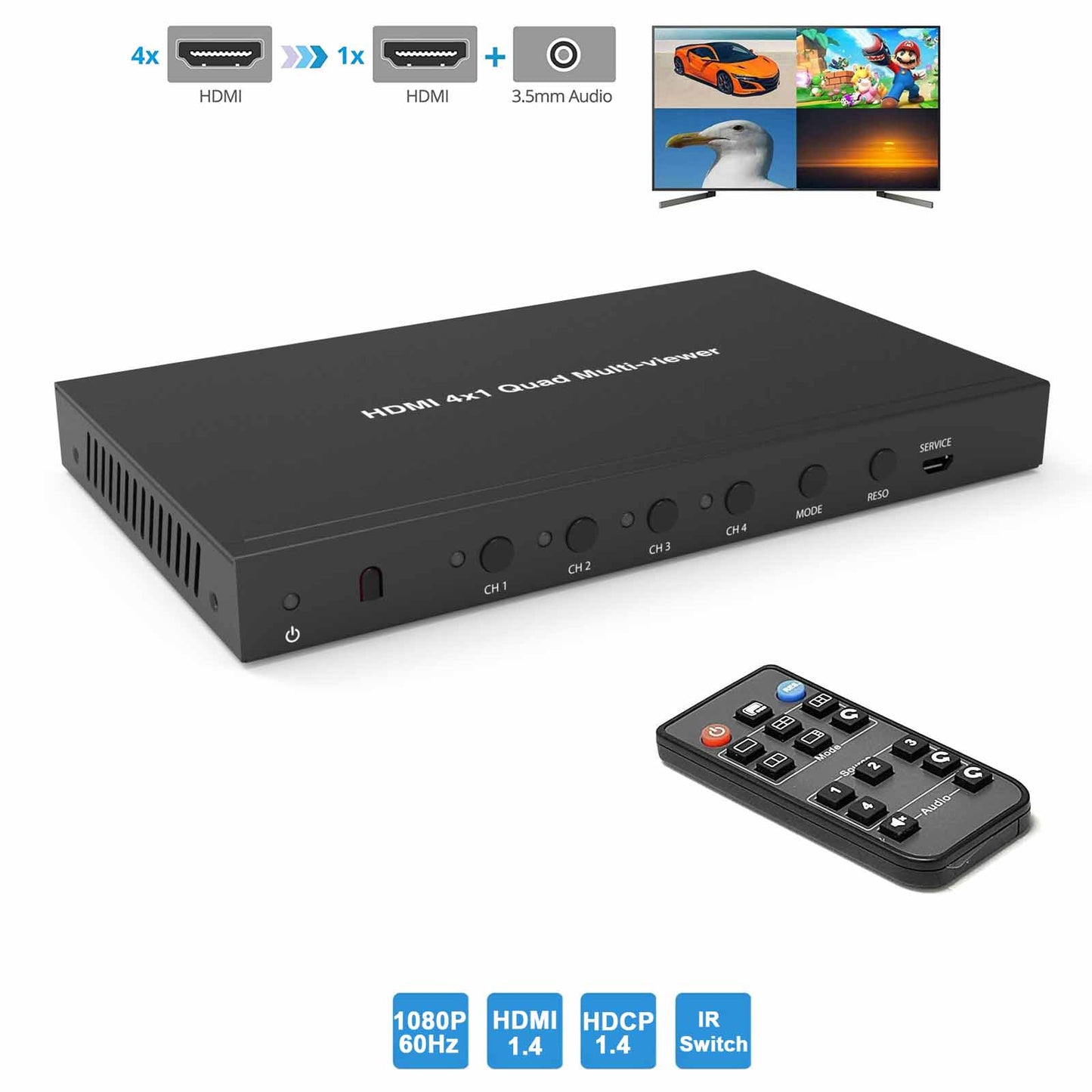 HDMI Multiviewer 4x1 1080P 60Hz main