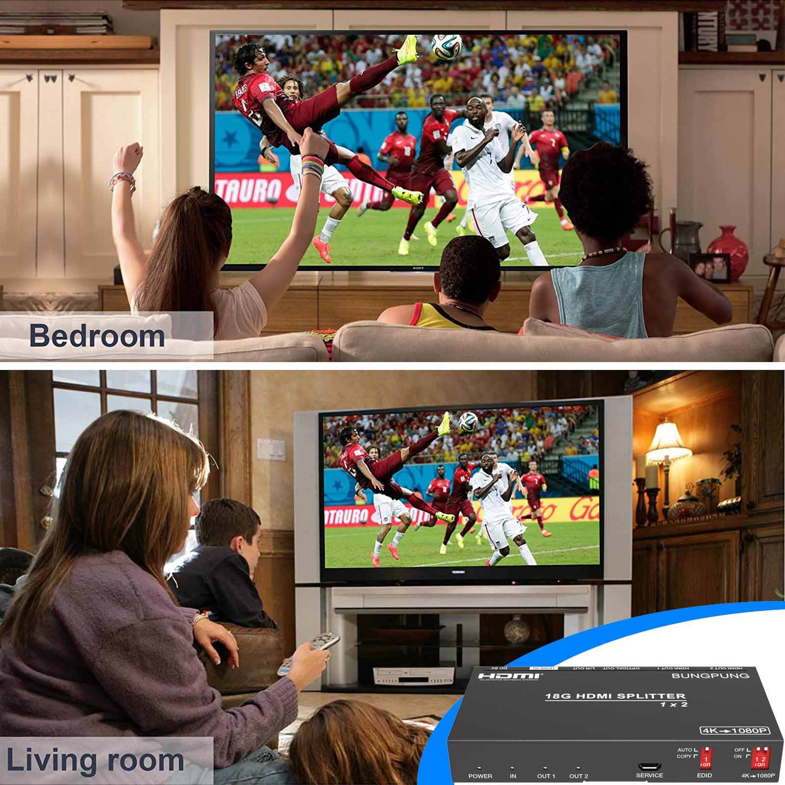 HDMI Splitter 1 in 2 out 4K 60Hz Audio Extractor application