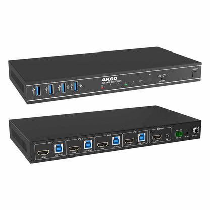 4K@60Hz 4x1 HDMI KVM Switch Audio Extractor IR RS232 Control-BUNGPUNG