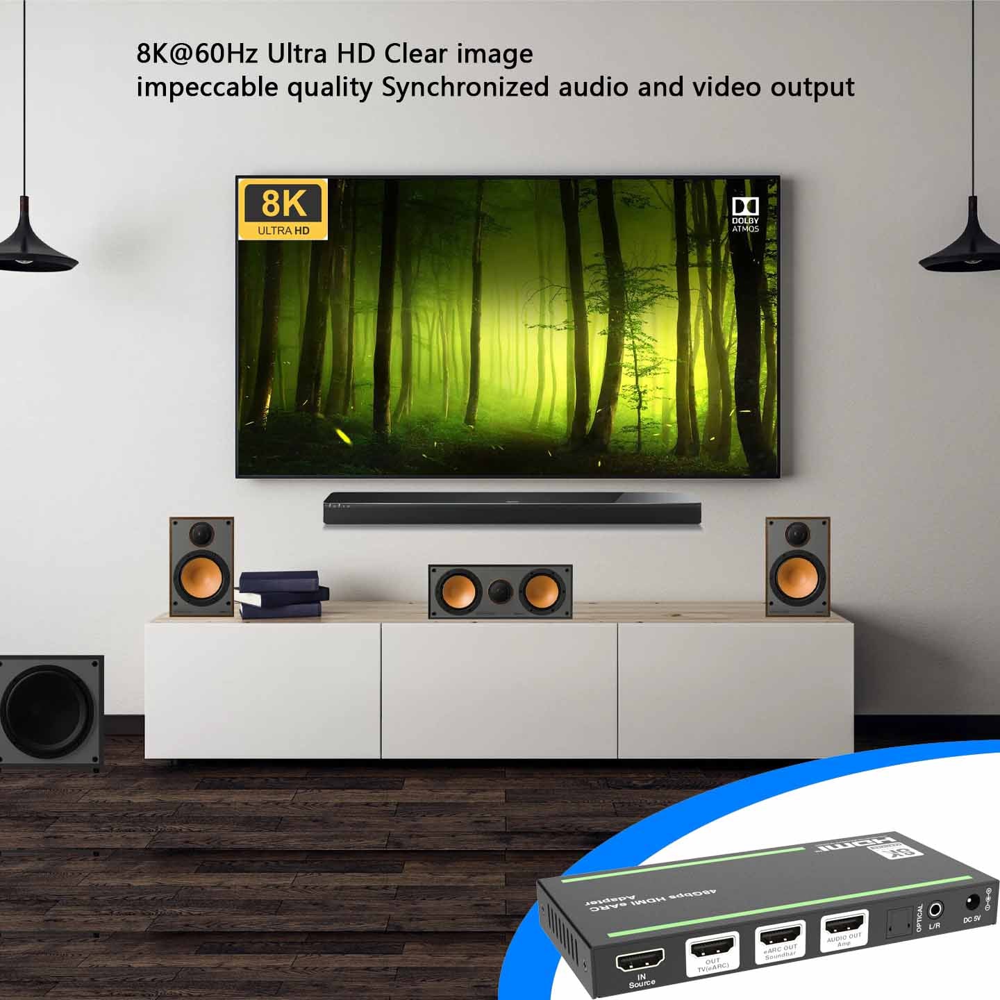 8K HDMI ARC/eARC Audio Adapter Converter Extractor SPDIF L/R Out-BUNGPUNG